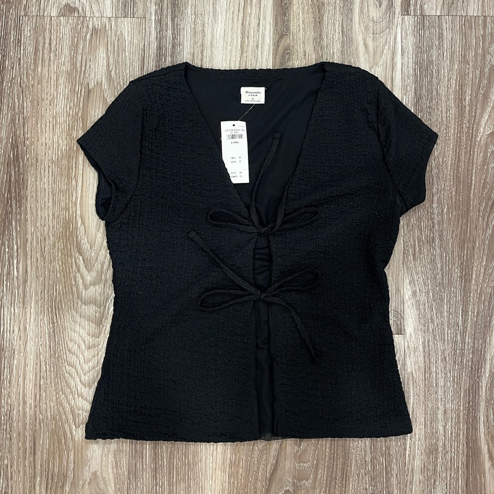 Abercrombie & Fitch Black Textured Blouse